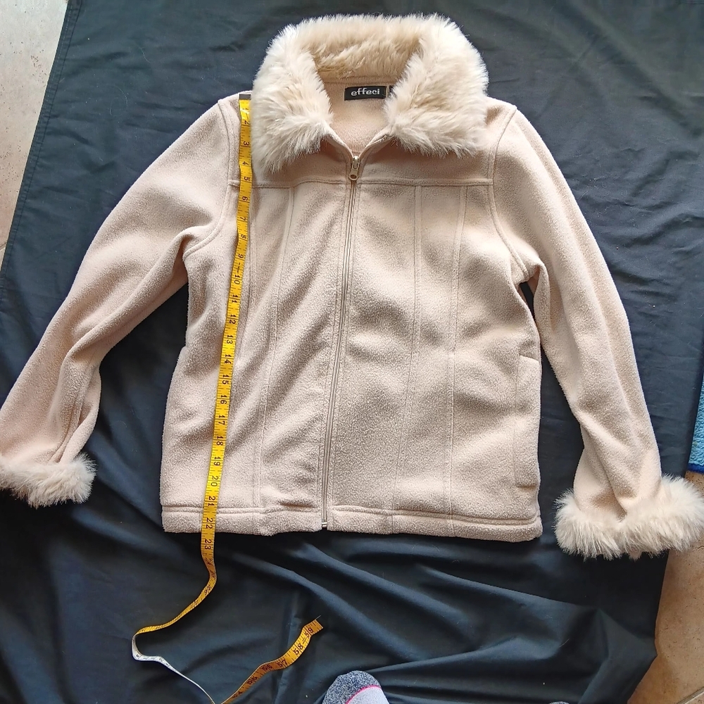 Effeci jacket faux fur trim M petite